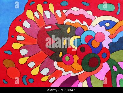 Marker drawing background. Abstract colorful dots.Simple hand drawn ...