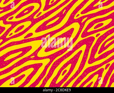 Organic pattern for backdrop design. Colorful zebra stripes and waves. Bright poster design. Hand drawn texture. Vector artwork. Stock Vector