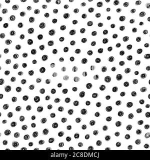 Scribble pattern. Seamless dots background. Black and white Stock Vector