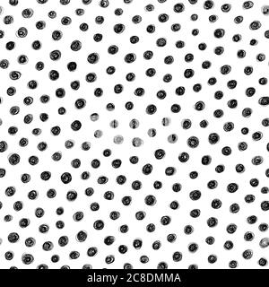 Scribble pattern. Seamless dots background. Black and white hand drawn illustration. Created on a tablet Stock Vector