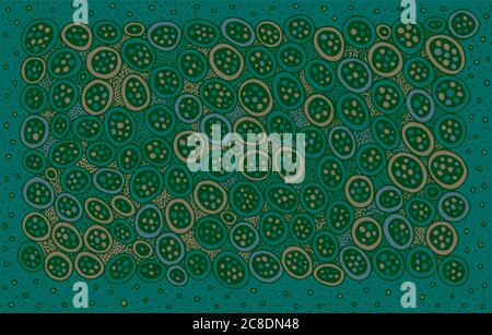 Green moss forest doodle pattern. Ornament with abstract organic elements. Psychedelic texture for flyer and leaflet design. Vector illustration. Stock Vector