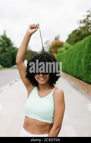 Portrait of curly young woman Stock Photo