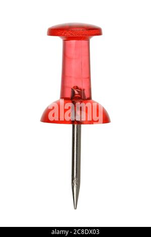 red transparent pushpin isolated on white Stock Photo