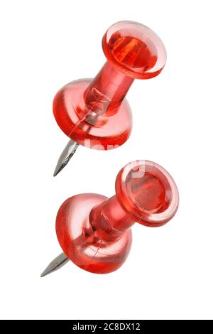 transparent red pushpin isolated on white Stock Photo
