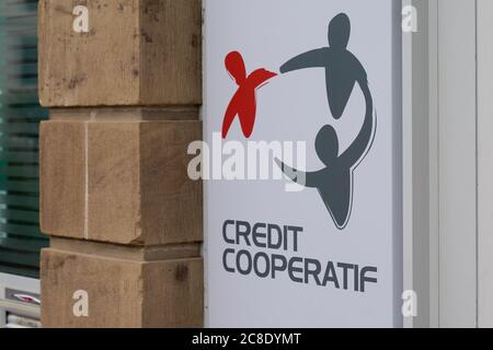 Bordeaux , Aquitaine / France - 07 21 2020 : Credit cooperatif sign and text logo on Bank agency building office in the street Stock Photo