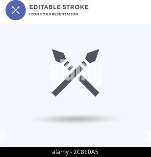 Spears icon vector, filled flat sign, solid pictogram isolated on white, logo illustration. Spears icon for presentation. Stock Vector