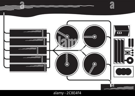 Water treatment plant from above - vector illustration Stock Vector