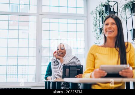 Diverse business people during a conversation about their new project Stock Photo