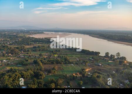 Myanmar, Kachin state, Myitkyina, Irrawaddy river in landscape Stock Photo