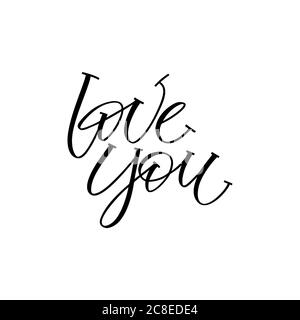 i love you so much black and white hand written lettering romant Stock ...