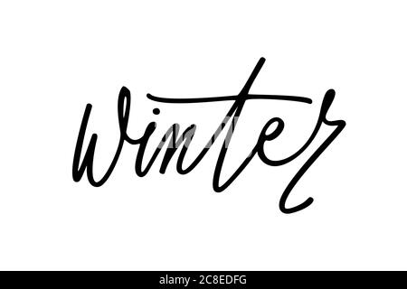 winter - hand written word, calligraphic lettering, element for your design postcards, calendar, t-shirts, advertising Stock Vector