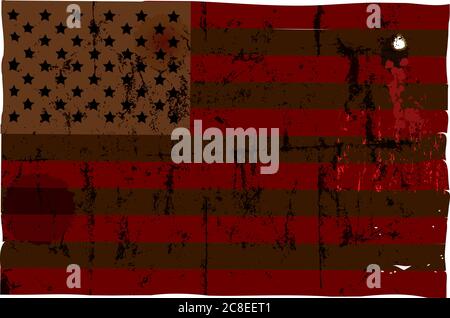 Black live matters movement, death of  Floyd George, brown USA flag, brutality of police againnst afro american citizens, symbolic vector illustration Stock Vector