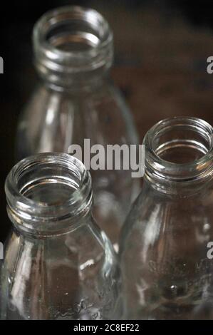 old fashioned glass school one third pint milk bottles Stock Photo