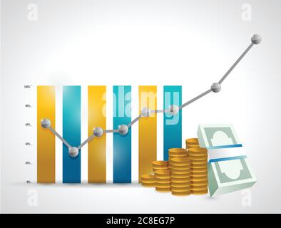 Business graph and money illustration design over a white background Stock Vector