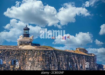 Flags on El Morro Fort Stock Photo