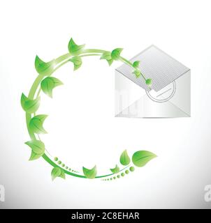 Leaves and envelope illustration design over a white background Stock Vector