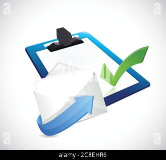 Clipboard and email illustration design over a white background Stock Vector