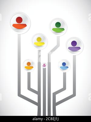 Diversity people circuit network illustration design over white Stock Vector
