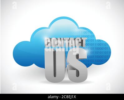 Cloud computing contact us illustration design over a white background Stock Vector