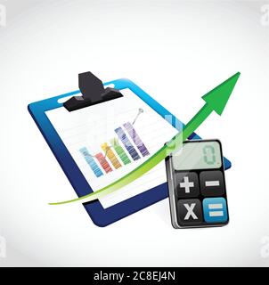 Business clipboard and calculator illustration design over a white background Stock Vector