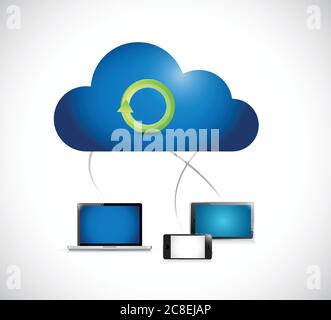 Working cloud computing network illustration design over a white background Stock Vector