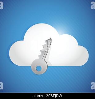 Cloud computing secure key illustration design over blue Stock Vector