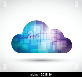 Cloud cubes and colors. illustration design over a white background Stock Vector