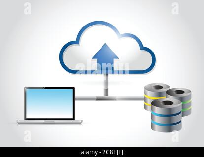 Server and computer cloud computing connection illustration design over a white background Stock Vector