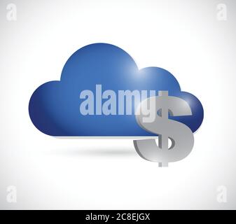 Dollar cloud currency concept illustration design over a white background Stock Vector