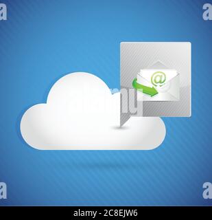 Cloud computing email message illustration design over a blue background Stock Vector