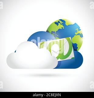 Contact us cloud computing communication concept illustration design over a white background Stock Vector
