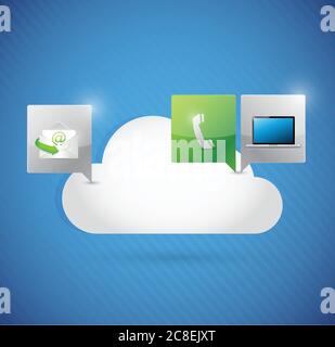 Cloud computing message contact us bubbles. illustration design Stock Vector