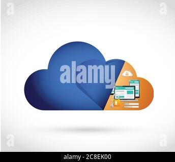 Cloud security storage protection illustration design over a white background Stock Vector