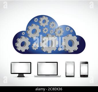 Cloud computing gear industrial diagram technology illustration design over a white background Stock Vector