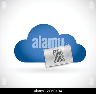 Find a job in cloud illustration design over a white background Stock Vector