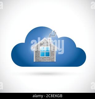 Home and cloud illustration design over a white background Stock Vector