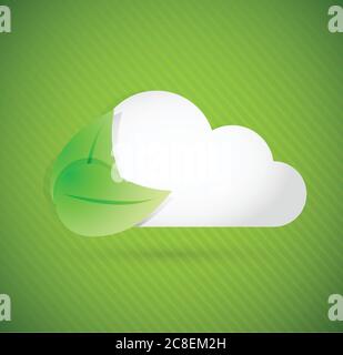 Leaves and cloud illustration design over a green background Stock Vector