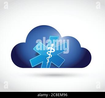 Cloud computing and medical symbol illustration design over a white background Stock Vector