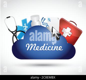 Medicine cloud icons illustration design over a white background Stock Vector