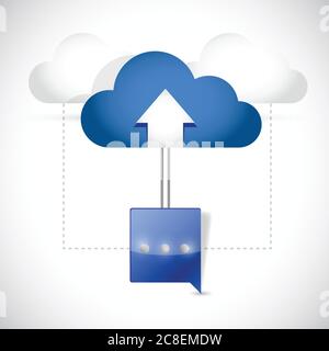 Cloud communication message bubble illustration design over a white background Stock Vector