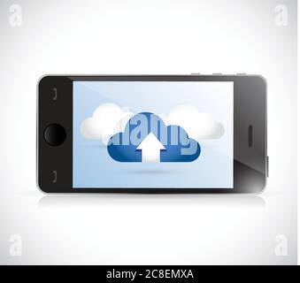 Phone and set of clouds. illustration design over white Stock Vector