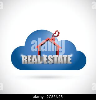Cloud real estate illustration design over a white background Stock Vector
