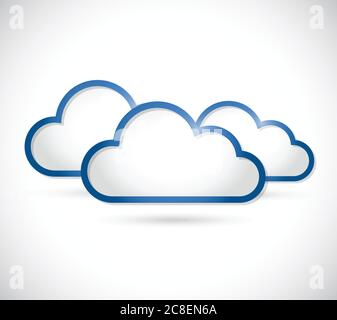 Set of clouds illustration design over a white background Stock Vector