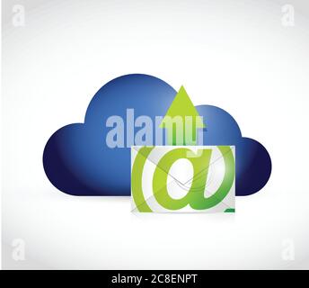 Cloud computing and email illustration design over a white background Stock Vector