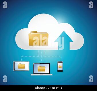 File access cloud computing electronic connection illustration design over a blue background Stock Vector