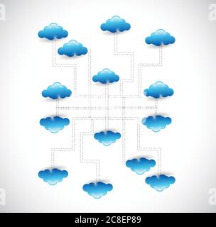 Cloud network diagram connection illustration design over a white background Stock Vector