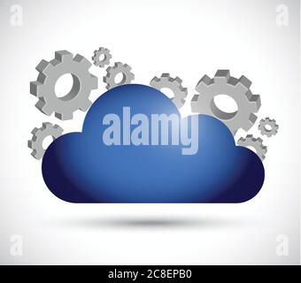 Cloud computing working illustration design over a white background Stock Vector