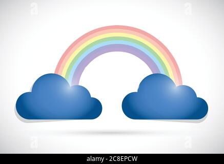 Clouds and rainbow illustration design over a white background Stock Vector