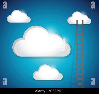 Ladder to cloud illustration design over a blue background Stock Vector