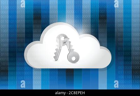 Cloud security concept illustration design over a binary background Stock Vector